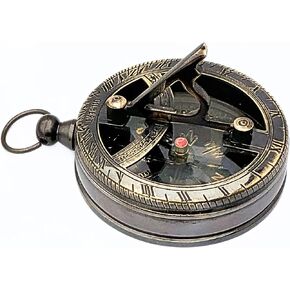 Engravable Brass Pocket Sundial Compass Nautical Antique Style Marine Compass Brass Finish