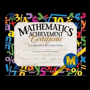 Mathematics Acheivement Certificate Pack of 5