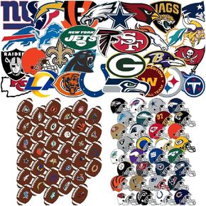 100 Pcs Sports Stickers,Football Stickers,32 Ball Stickers+32 Helmet Stickers,Hydroflask Bottles Waterproof Vinyl Stickers(Ball&Helmet)