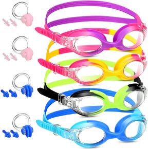 4 Pairs Swimming Goggles Anti Fog Kids Goggles Kids Swim Goggles Clear Swim Goggles with UV Protection for Pool Boys Girls
