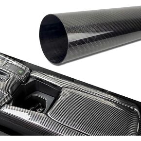 1 PC Car Body Wrap, 11.81" x 118.1" Self-Adhesive 6D Glossy Carbon Fiber Pattern PVC Interior Modification Sticker, Multifunctional DIY Decorative Accessory, Suitable for Most Cars (Black)