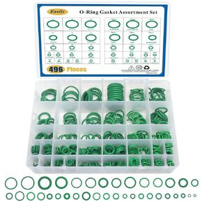 496 Pieces Automotive AC O-Rings Kit,SAE Metric O Ring Kit, Car Air Conditioning AC Rubber O-Ring Gasket Assortment Set for Car Repair