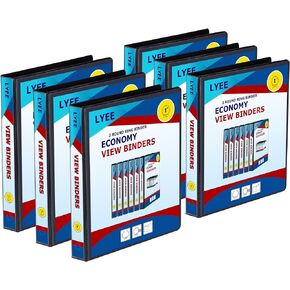 Standard binder 1.0 inch Round Ring Binder, Fit 8.5" x 11" Paper, 6-Pack (6black)