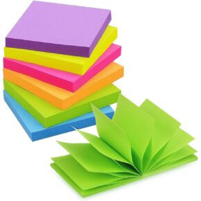 Pop Up Sticky Notes 3x3 inch Bright Colors Self-Stick Pads 12 Pads/Pack 100 Sheets/Pad Total 1200 Sheets