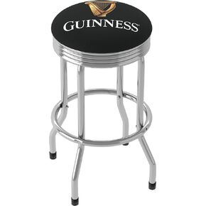 Bar Stool - Guinness Harp Stool with Retro Chrome Ribbed Side - Swivel Chair for Game Room, Garage, or Home Bar in Saudi Arabia