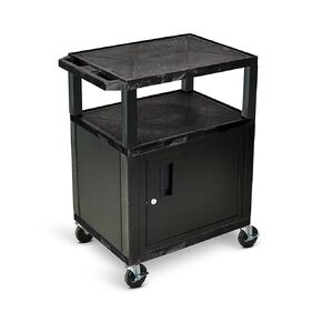 289-WT34C2E 34"H AV Cart - 3 Shelves Cab Electric - Black Legs