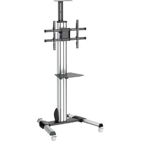 StarTech.com Mobile TV Stand - Heavy Duty TV Cart for 60-100" Display (100kg/220lb) - Height Adjustable Rolling Flat Screen Floor Standing on Wheels - Universal Television Mount w/Shelves (STNDMTV100)