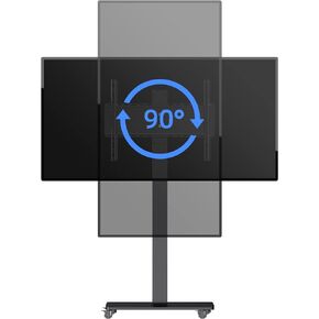 Rotating Mobile TV Cart with Wheels Rolling TV Stand for 32-65" Flat Panel Screens TVs, Portrait to Landscape Height Adjustable Floor Stand Base Max VESA 600x500mm Black