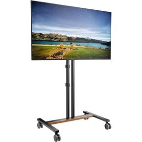 WALI Rolling TV Stand for 32-65 inch TVs up to 77lbs, Mobile TV Cart Portable Outdoor TV Stand on Wheels for Home Office, 4 Height Adjustable and Tilt ±10°, Max VESA 400x400mm, (AVC002) Black