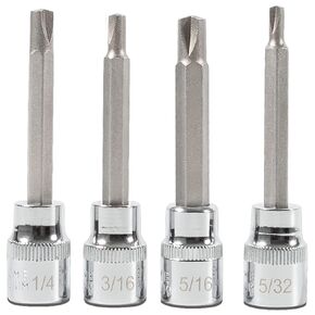 8755 Clutch Head Bit Socket Set 5/32'' 3/16'' 1/4'' and 5/16'' Sockets with 3/8" Square Drive for Chevy Cars and Trucks Older (4 Pack)