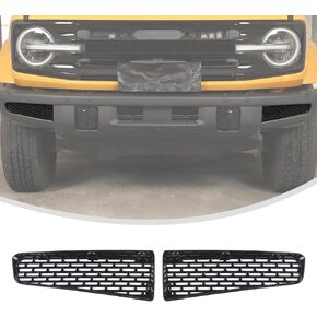 Linskip Mesh Front Grille Bottom Vent Trim Compatible with Ford Bronco 2021 2022 2023 2024, Bronco Grille Vent Inserts, Exterior Accessories(black-a)