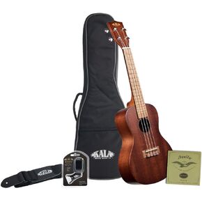 Kala KA-15T Satin Mahogany Tenor Ukulele Bundle with Gig Bag, Tuner, Strap, and Aquila Strings (4-strings)