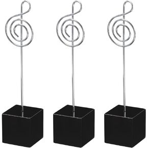 PATIKIL Resin Cube Base Picture Card Holder, 3 Pack Note Shape Metal Clip Wire Clip Note Table Stand Holder for Party Meeting Wedding Displaying, Purple