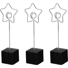 PATIKIL Resin Cube Base Picture Card Holder, 3 Pack Star Shape Metal Clip Wire Clip Note Table Stand Holder for Party Meeting Wedding Displaying, Pink