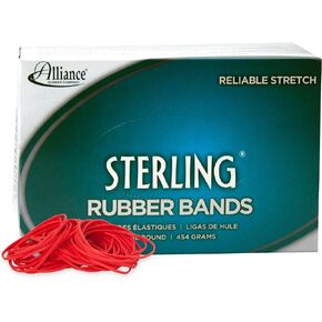 Alliance Rubber 94195 Sterling Rubber Bands Size #19, 1 lb Box Contains Approx. 1700 Bands (3 1/2" x 1/16", Red)