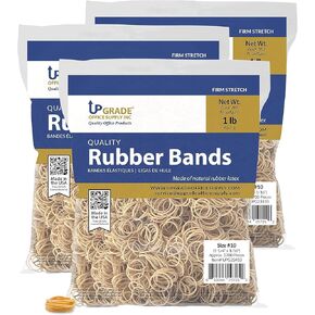 Upgrade Office Supply UPG23410CS Rubber Bands, Size #10 (1-1/4" x 1/16"), 1 lb. Bags - 20 lb. Case (20 Bags Total), Natural Crepe Color, Made in USA