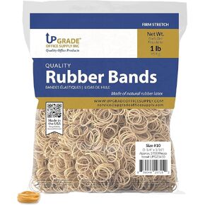 Upgrade Office Supply UPG23410CS Rubber Bands, Size #10 (1-1/4" x 1/16"), 1 lb. Bags - 20 lb. Case (20 Bags Total), Natural Crepe Color, Made in USA