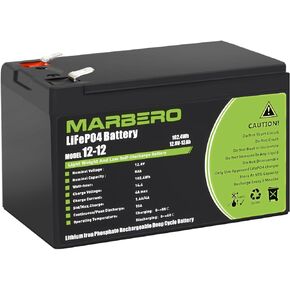 بطارية MARBERO 12V 6Ah LiFePO4، بطارية بديلة ليثيوم أيون 12 فولت، 5000+ عجلات طاقة عميقة، بطارية قابلة لإعادة الشحن بالفوسفات للركوب على سيارة لعبة، إنذار، Boombox، عجلات الطاقة، مكتشف الأسماك in Kuwait