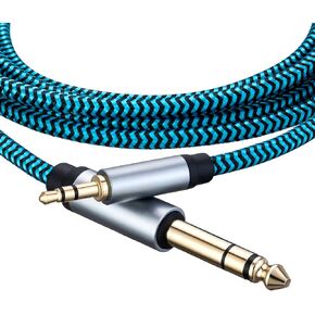 1/8 to 1/4 Stereo Audio Cable, 3.5mm to 6.35mm TRS Male Nylon Braided Cord for Guitar, Keyboard, Amplifier, Mixer, Home Theater 6.6FT in Saudi Arabia