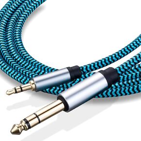 3.5mm to 6.35mm TRS Stereo Audio Cable 25ft 1/8 to 1/4 Stereo Cable 6.35mm 1/4" Male to 3.5mm 1/8" Male Bidirectional Cable for Guitar, Piano, Amplifiers, Home Theater Devices
