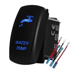 Blue Backlit Water Pump Rocker Switch Freshwater Tank 5Pin On Off Toggle Switch for Car Boat Marine Pontoon RV Camper Travel Trailer 12V 24V
