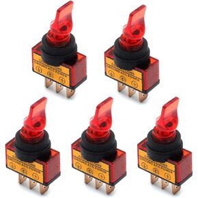 12V DC 20A Two Position ON/Off 3P SPST 0.47" Mount Illuminated Flick Toggle Switch for Car Boat Marine Auto Motorcycle Pack of 4 (Mix Color) in Kuwait