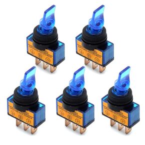 12V DC 20A Two Position ON/Off 3P SPST 0.47" Mount Illuminated Flick Toggle Switch for Car Boat Marine Auto Motorcycle Pack of 4 (Mix Color)