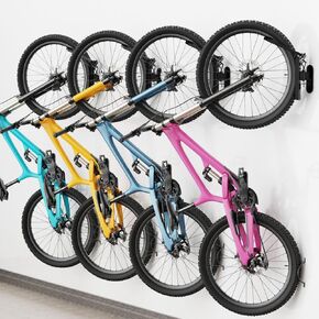 Swivel Bike Wall Rack, Vertical Bicycle Wall Mount for Garage, Indoor Bike Rack Hook, Hanging Bike Storage Garage, 4 Pack