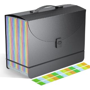 25 Pockets Expanding File Folders,Portable Accordion File Organizer,Expandable File Folder,Bill,Paper Receipt,Document Organizer,Plastic Accordian Filing Box,Colored Tabs,A4/Letter Size