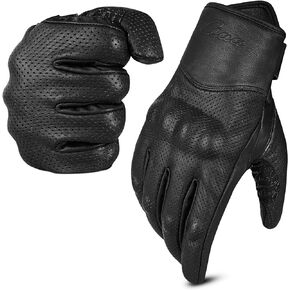Motorcycle Gloves Men's Leather with Touchscreen Function - Protectors Motorcycle Gloves for Men and Women for Summer, Breathable Motorcycle Gloves with Non-Slip Pads