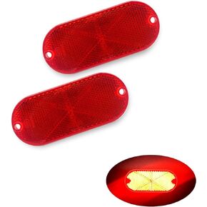 E-Mark / 4A / CCC 2pcs Oval Reflector Self Adhesive Stick on Screw on Trailer Driveway Mailbox (Amber)