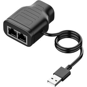 Ethernet Splitter 1 to 2 High Speed 100Mbps, RJ45 Ethernet Splitter[2 Devices Simultaneous Networking] Network Ethernet Cable Splitter High Speed with USB Power Cable for Cat8/7/6/5e