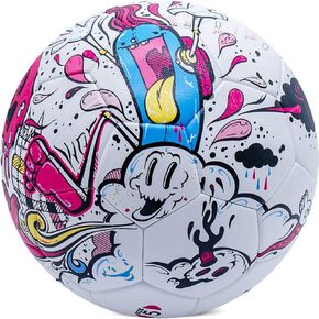 Soccer Ball Size 5 Graffiti Cartoon Surface 32 Panels Slip Resistant Recreation Practice Soccer Ball, Outdoor & Indoor Cartoon Soccer Balls for Youth Girl and Adult in Saudi Arabia