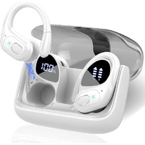 Deep Blue Wireless Earbuds Bluetooth 5.3 Headphone Sport, 75hrs Bluetooth Earbuds Stereo Deep Bass Over Ear Bud with Earhooks, ENC Noise Cancelling Mic, IPX7 Waterproof Earphone
