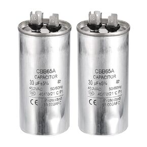PATIKIL 30uF 30MDF 450V AC Fan Start Capacitor,2Pcs CBB65 Circular Run Capacitor for AC Motor Run Air Conditioner Cool Heat Pump Condenser Straight