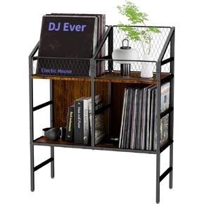 Vinyl Record Holder Storage Rack,200 LP Wooden Record Display Table for Albums Books Magazines Files for Living Room Bedroom