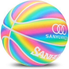 Men/Women's Basketball Size 6/7 College Basketball Colorful Street Basketball 28.5" with Pump for Indoor and Outdoor for Women, Girls, Boys and Youth – Official Size and Weight