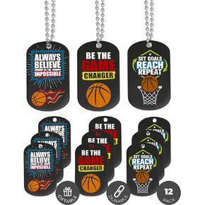 Inkstone Basketball Dogtag Necklaces | Motivational Be The Game Changer | 12 Pack | Encouraging Gift for Students, Teams, Players, and Employee
