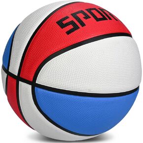Kids Toddler Size 4 Basketball 25.5" Thickened Rubber Small Basketball Soft Touch in & Outdoor Mini Basketball for Boys Girls Age 4-8 Basketball Gifts (Deflated,Red White Blue)