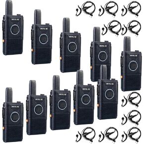 Retevis RT18 Dual PTT 2 Way Radios, Walkie Talkies with Earpiece, Metal Clip, Handsfree, Portable FRS Two Way Radios Rechargeable for Restaurant School Hospital Retail (10 Pack)