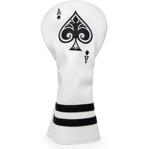 غطاء رأس واقي للرأس من Golf Ace Wood Club - 3 قطع أو قطعة واحدة من غطاء رأس الجولف - غطاء رأس لسائقي الجولف / غطاء غابات الممر / غطاء رأس الإنقاذ الهجين - غطاء نادي جولف من الجلد الأبيض للرجال لاعبي الجولف in Kuwait