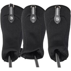 Black All Hybrid Headcover Set 3 4 5 Golf Club Covers Head Cover Mesh Complete
