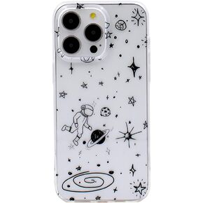 Compatible with iPhone 15 Pro Max Case, Space Cartoon Design Clear Fun Phone Case Bumper Protective Cover for iPhone 15 Pro Max