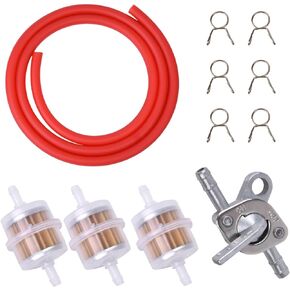 3/16" Inch ID Fuel Line & 1/4 fuel shut off valve with 3/16 fuel filter & Clamps for Honda Baja Nini ATV Dirt Super Pocket Mini Bike Go Kart Motorcycle Tao Tao 50 70cc 110cc 125cc and Generators