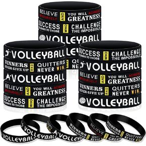 Deekin Volleyball Gift Volleyball Bracelets Party Favors Volleyball Rubber Silicone Wristbands with Quotes Inspirational for Team Girls Teens Sports Party Supplies