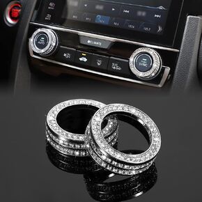 TOMALL Bling Car Accessories AC Knob Covers Compatible with Honda Civic 2016-2021 AC Air Conditioning Knob Air Conditioner Control Switch Knob Diamond Car AC Climate Knob Button Trim for Car