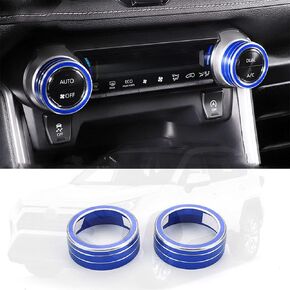 Aluminum Alloy Car Air Conditioning Knob Ring Cover Decal Trim Accessories 2Pcs for Toyota RAV4 2019 2020 2021 (RED)