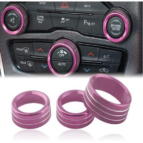 Climate Control Knob Covers for Dodge Charger,Challenger - Billet Aluminum HVAC A/C Radio Tuner Knob Button Switch Trim Cover Compatible with Dodge Charger/Challenger (2015-UP) - Pink