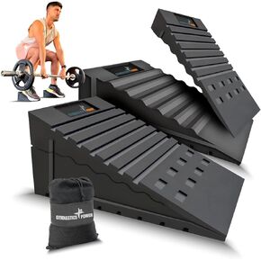 Adjustable Squat Wedge Blocks (4PCS) Non-Slip Squat Ramp, Deadlift Wedge, Calf Stretcher, Slant Board, Incline Board Improve Physical Therapy and Yoga Foot Stretching