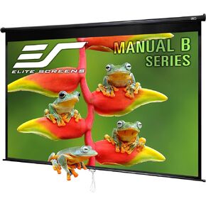 Elite Screens Manual B 110-INCH Manual Pull Down Projector Screen 4K 8K 3D Ultra HDR HD Ready Home Theater Movie Gaming Presentation Screen, M110H